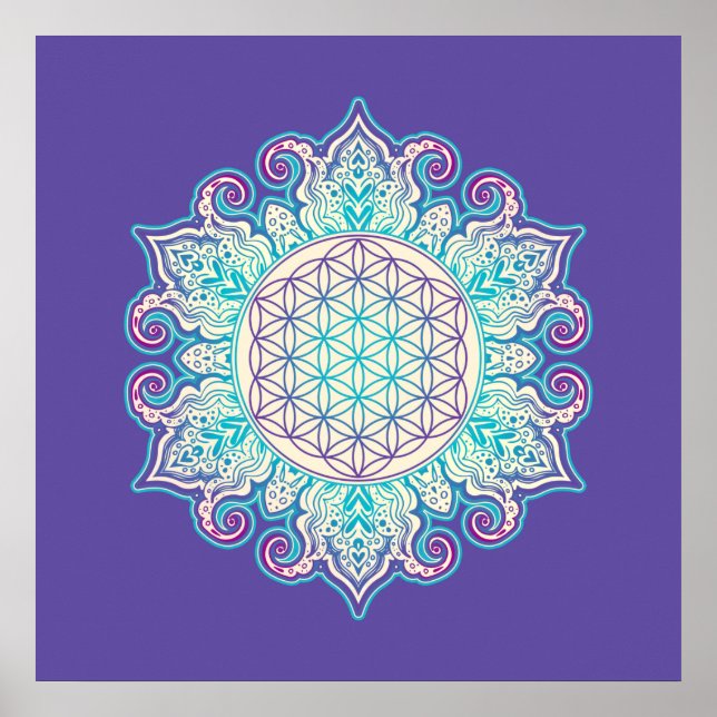 Blume des Lebens - Indischer Mandala 2 Poster (Vorne)