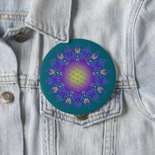 Blume des Lebens - Indischer Mandala 3 Button