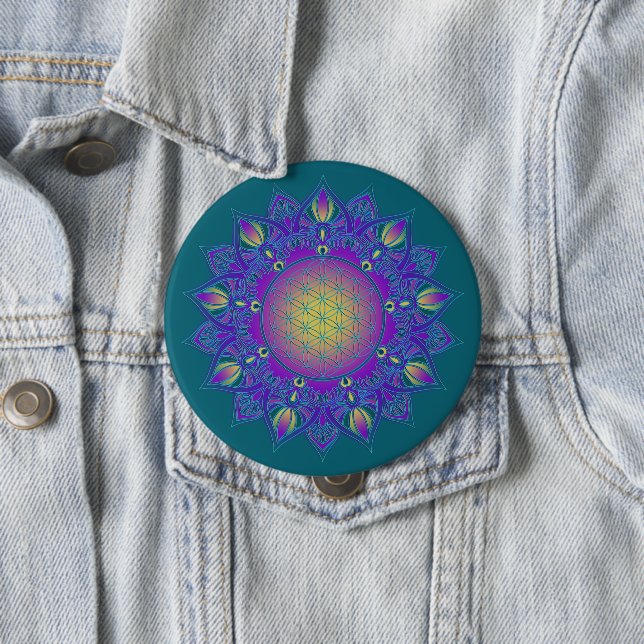 Blume des Lebens - Indischer Mandala 3 Button (Beispiel)