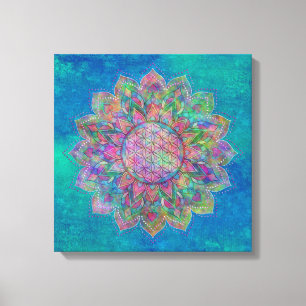 Blume des Lebens - Indischer Mandala 7c Leinwanddruck