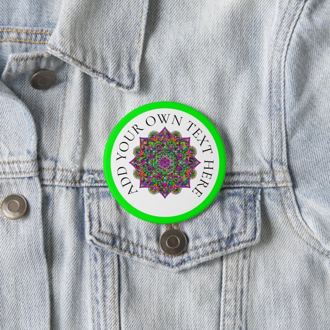 Blume des Lebens - Indisches Mandala 1 Button (Beispiel)