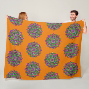 Blume des Lebens - Indisches Mandala 1 Fleecedecke
