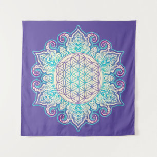 Blume des Lebens - Indisches Mandala 2 Wandteppich