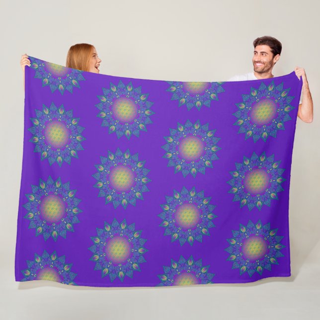 Blume des Lebens - Indisches Mandala 3 Fleecedecke (Beispiel)