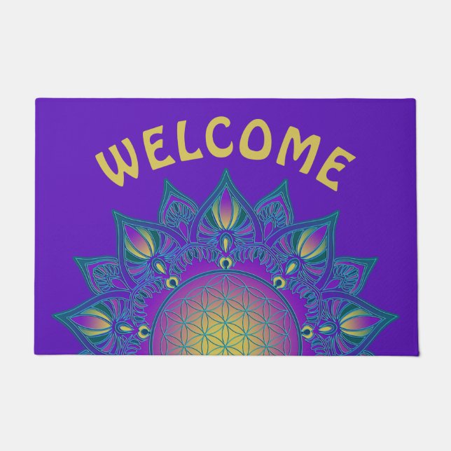 Blume des Lebens - Indisches Mandala 3 Fußmatte (Vorderseite)