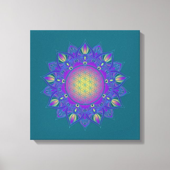 Blume des Lebens - Indisches Mandala 3 Leinwanddruck (Vorderseite)