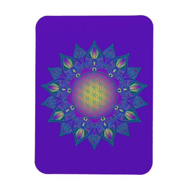 Blume des Lebens - Indisches Mandala 3 Magnet (Vertikal)