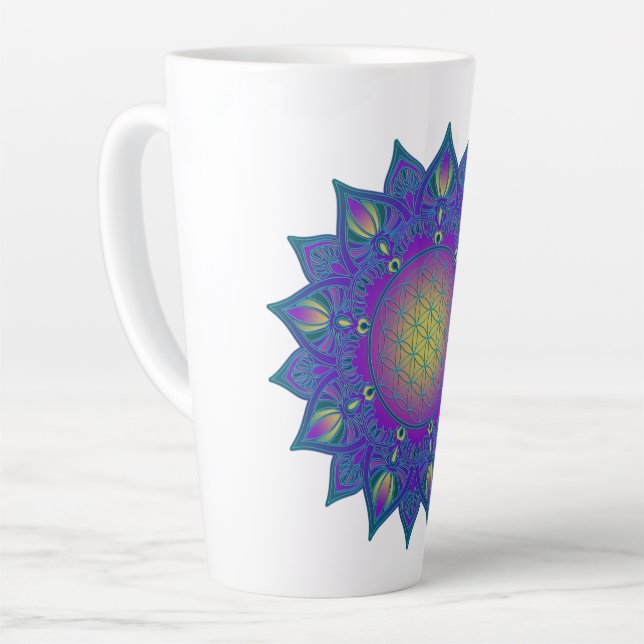 Blume des Lebens - Indisches Mandala 3 Milchtasse (Linke Ecke)