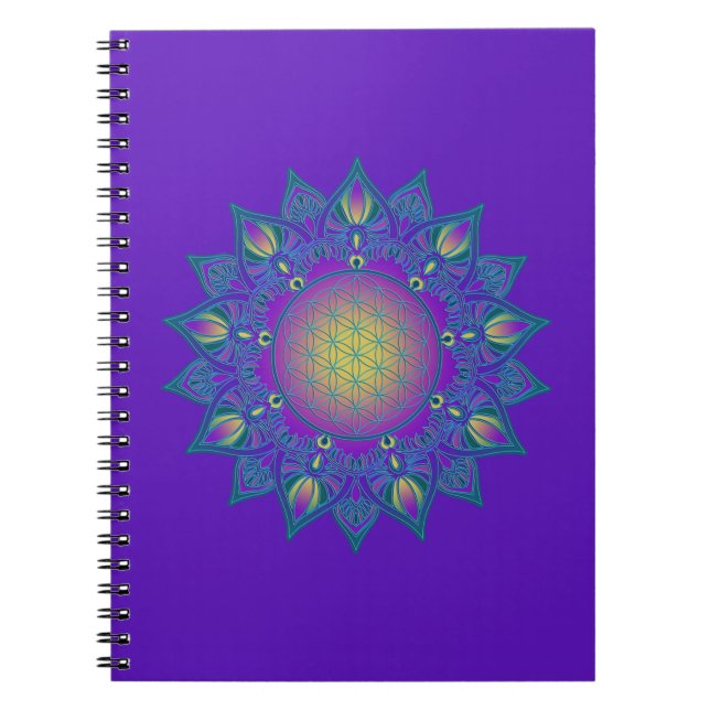 Blume des Lebens - Indisches Mandala 3 Notizblock (Vorderseite)