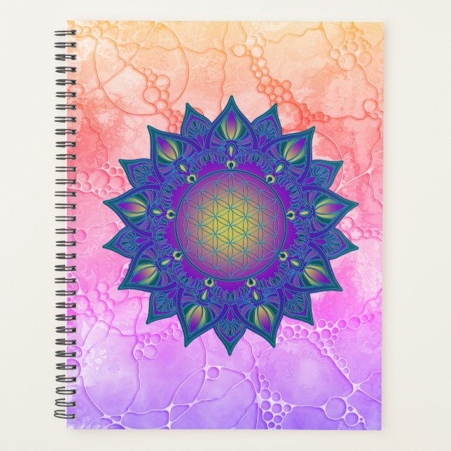 Blume des Lebens - Indisches Mandala 3 Planer (Vorderseite)