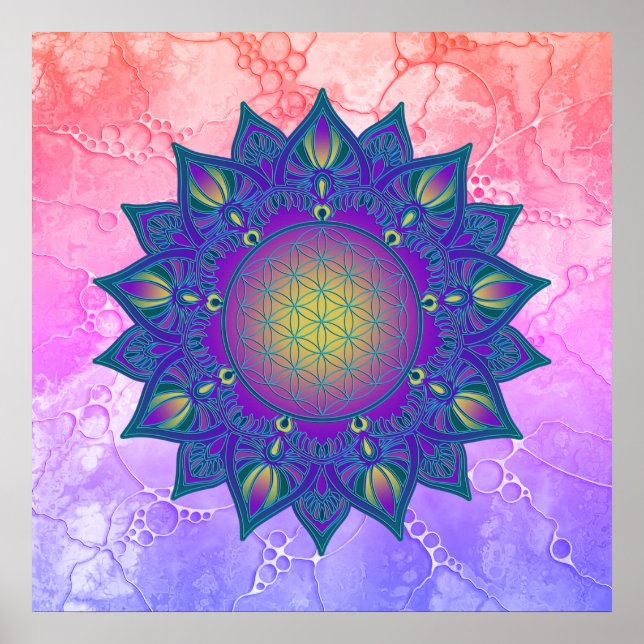 Blume des Lebens - Indisches Mandala 3 Poster (Vorne)