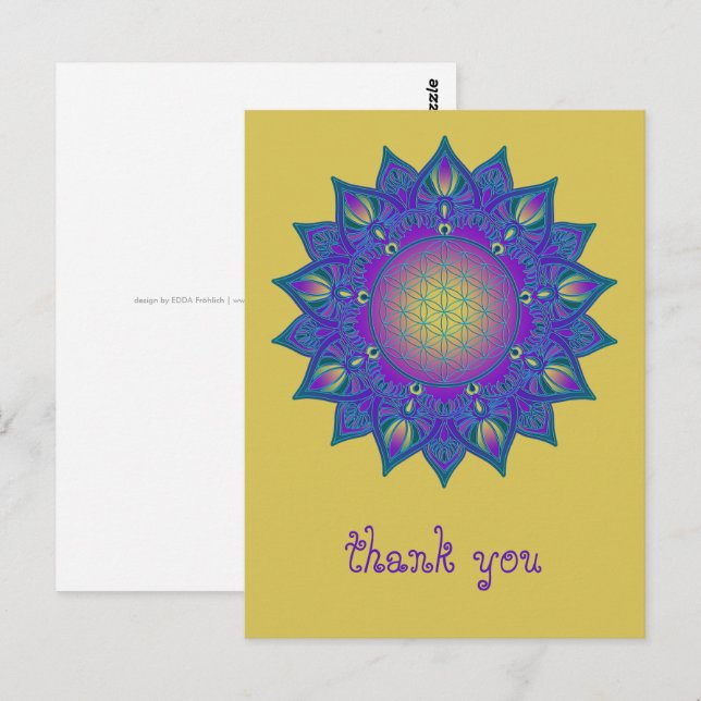 Blume des Lebens - Indisches Mandala 3 Postkarte (Vorne/Hinten)