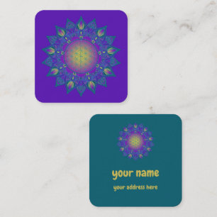 Blume des Lebens - Indisches Mandala 3 Quadratische Visitenkarte