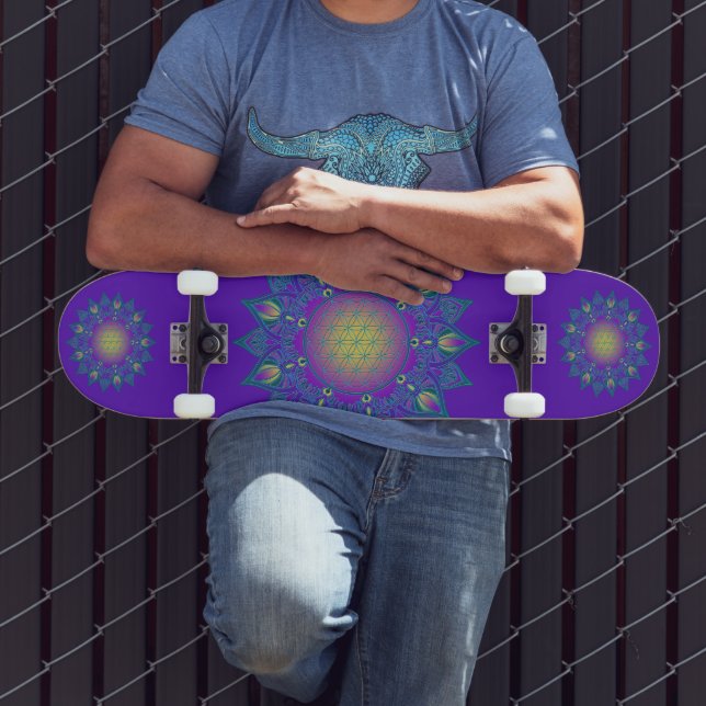 Blume des Lebens - Indisches Mandala 3 Skateboard (Außenbereich 3)