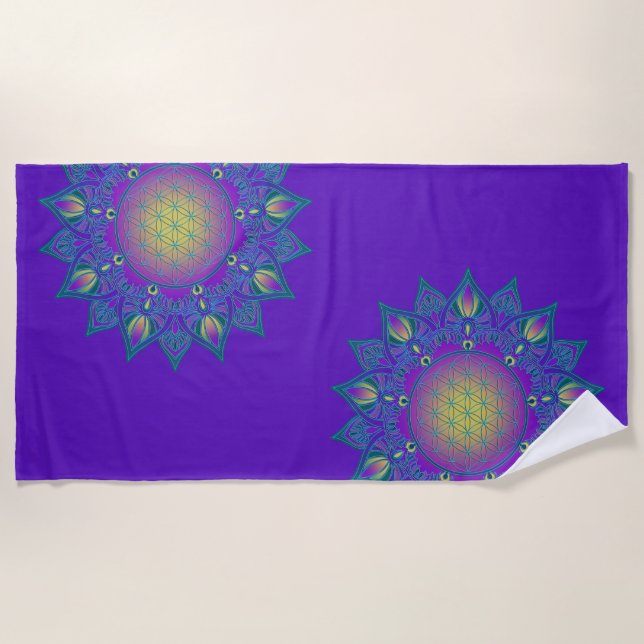 Blume des Lebens - Indisches Mandala 3 Strandtuch (Vorderseite)