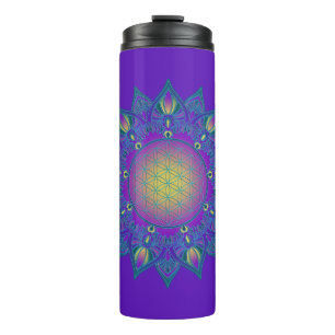 Blume des Lebens - Indisches Mandala 3 Thermosbecher