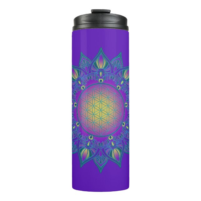 Blume des Lebens - Indisches Mandala 3 Thermosbecher (Vorderseite)