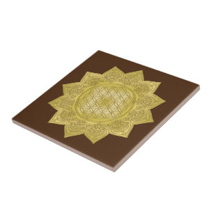 Blume des Lebens - Indisches Mandala 4 Fliese