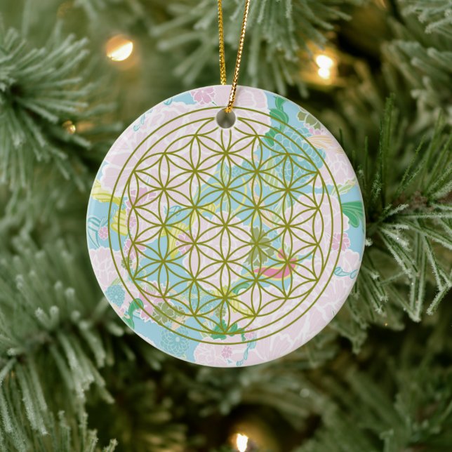 Blume des Lebens Keramik Ornament (Baum)