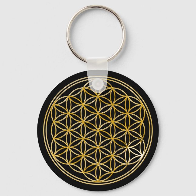 Blume des Lebens | klein schwarz Schlüsselanhänger (Vorderseite)