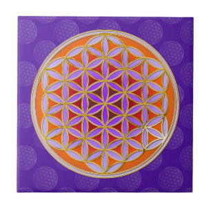 Blume des Lebens - Knopfviolett Fliese