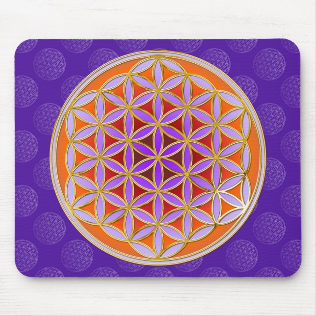 Blume des Lebens - Knopfviolett Mousepad (Vorne)