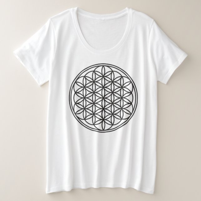 BLUME DES LEBENS - Kontur des Geometriezeichens "S Große Größe T-Shirt (Design vorne)