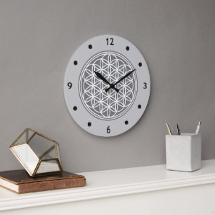 BLUME DES LEBENS - Kontur des Geometriezeichens "S Große Wanduhr