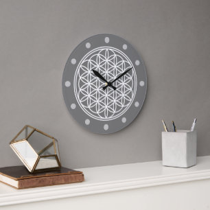 BLUME DES LEBENS - Kontur des Geometriezeichens "S Große Wanduhr