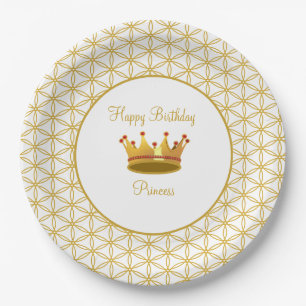 Blume des Lebens & Kronen-Geburtstag Pappteller