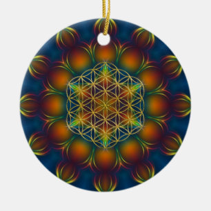 BLUME DES LEBENS/LEBENS DES Lebens Mandala III Pla Keramikornament