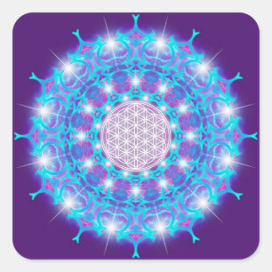 BLUME DES LEBENS/LEBENS DES Lebens "Stars Mandala" Quadratischer Aufkleber