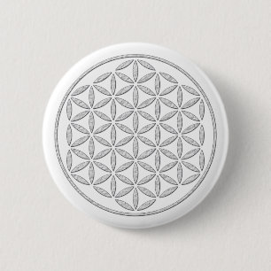 Blume des Lebens / Lebensgefühl - Briefmarke weiß Button