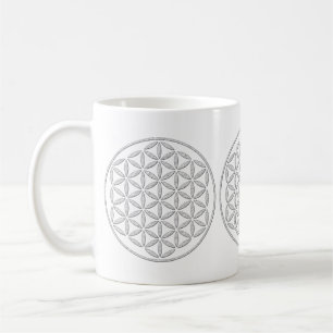 Blume des Lebens / Lebensgefühl - Briefmarke weiß Tasse