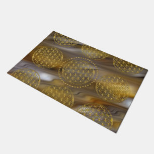 Blume des Lebens / Lebensgefühl - brillantes Gold Fußmatte