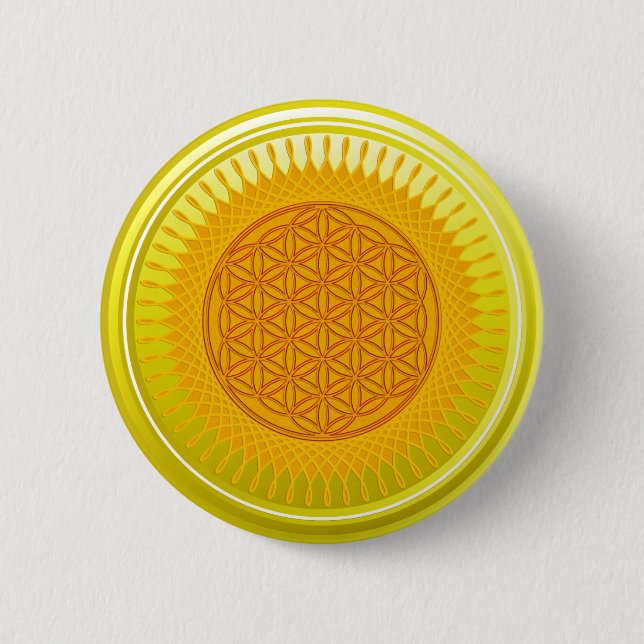 Blume des Lebens / Lebensgefühl - Gelb Button (Vorderseite)