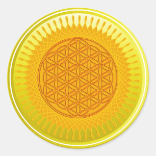 Blume des Lebens / Lebensgefühl - Gelb Runder Aufkleber