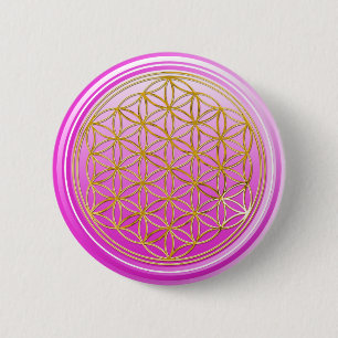 Blume des Lebens / Lebensgefühl - GOLD pink Button