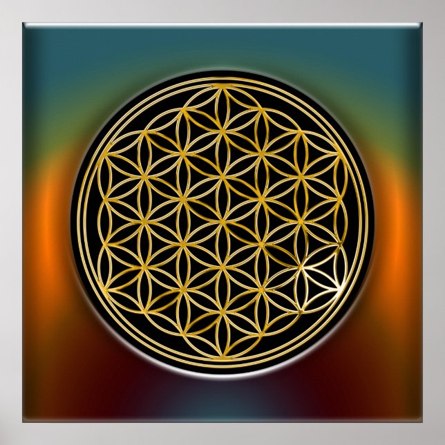 Blume des Lebens / Lebensgefühl - Gold Poster (Vorne)