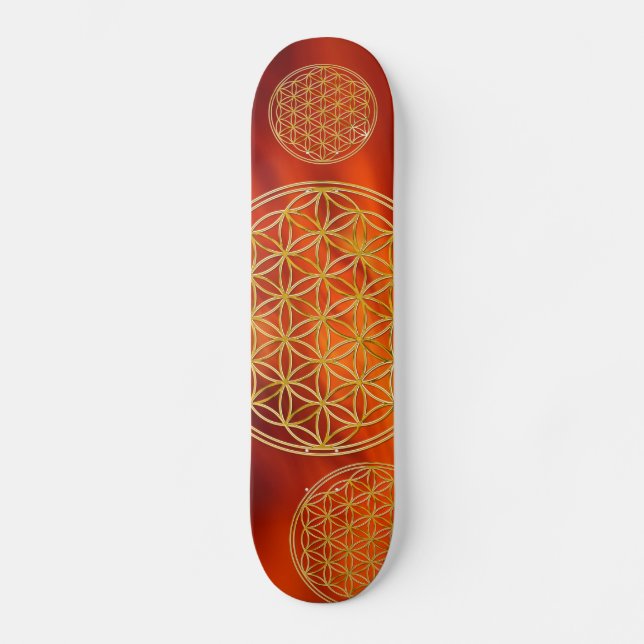 Blume des Lebens / Lebensgefühl - Gold Skateboard (Vorderseite)