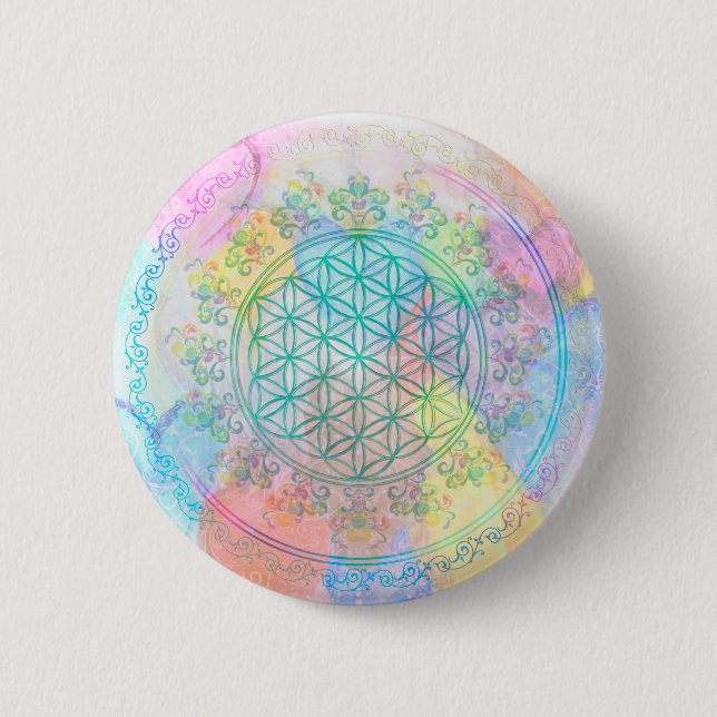 Blume des Lebens / Lebensgefühl - Liebe Herz Button (Vorderseite)