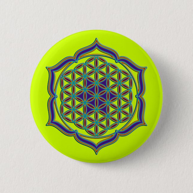 Blume des Lebens / Lebensgefühl - Lotus Contour Button (Vorderseite)