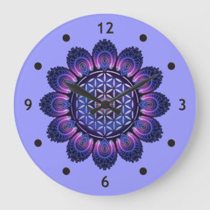 BLUME DES LEBENS / Lebensgefühl - Mandala II Große Wanduhr