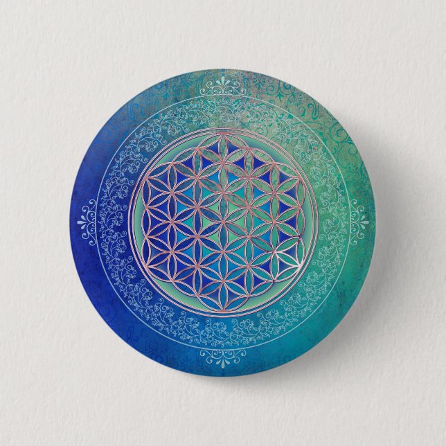 Blume des Lebens / Lebensgefühl - Ornament VI Button (Vorderseite)