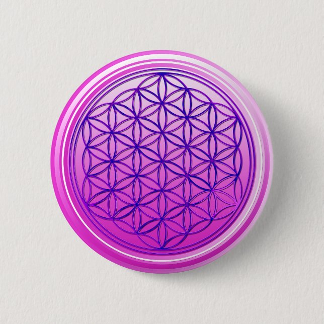 Blume des Lebens / Lebensgefühl - pinkblau Button (Vorderseite)
