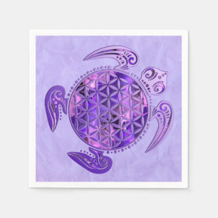 Blume des Lebens / Lebensgefühl - Schildkröte lila Serviette