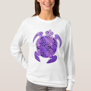 Blume des Lebens / Lebensgefühl - Schildkröte lila T-Shirt
