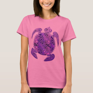 Blume des Lebens / Lebensgefühl - Schildkröte lila T-Shirt