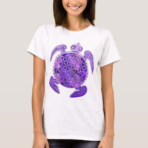 Blume des Lebens / Lebensgefühl - Schildkröte lila T-Shirt