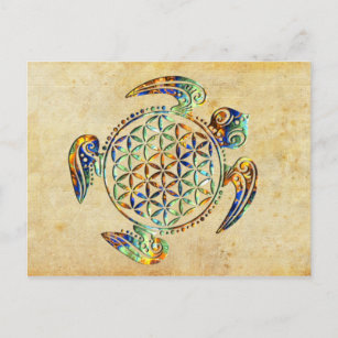 Blume des Lebens / Lebensgefühl - Schildkröte Postkarte